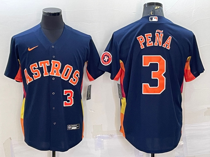 Men's Houston Astros #3 Jeremy Peña Navy With Patch Cool Base Stitched Jersey Men's Houston Astros #3 Jeremy Peña Navy With Patch Cool Base Stitched Jersey